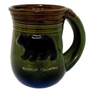 Keystone Colorado Bear Pottery Mug Artsy Boho Outdoors Travel Souvenir
